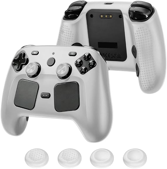 For Steam Controller 2 用 ケース カバー滑り止めグリップ+ジョイスティックキャップ4個付きシリコーン素材 保護カバー 傷防止 用 汗防止 Steam �