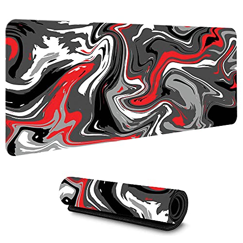 Mouse Pads Strata Liquid Computer Pad Grey White Black Red Large Mouse Pad Desk Pad with Improves Precision Speed.Extended Long Laptop Keyboard Pad for Pc Gamer