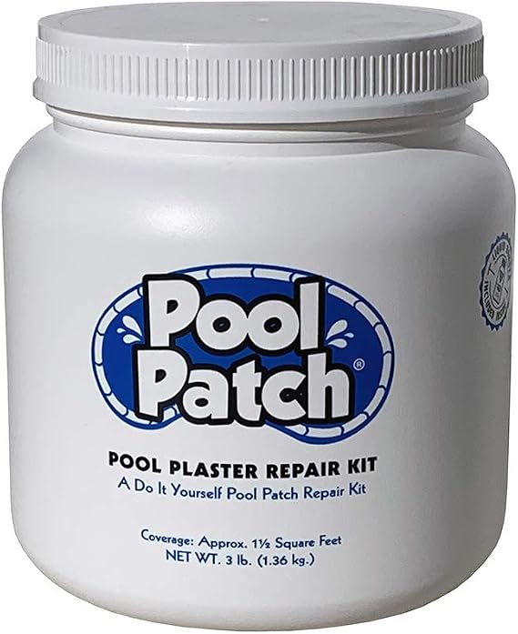 Pool Patch White Pool Plaster Repair Kit (3lb) Professional Cement-Based Marcite & Gunite Patch Includes Liquid Bonding Agent Permanent Pool Surface Crack & Chip Repair