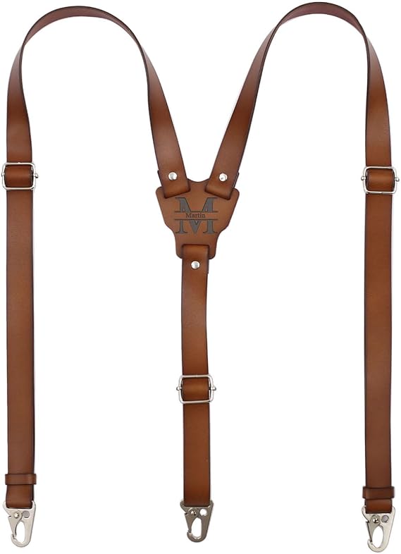 Genuine Leather Suspenders for Men Heavy Duty Western Y Back Shape Adjustable Wedding Groomsmen