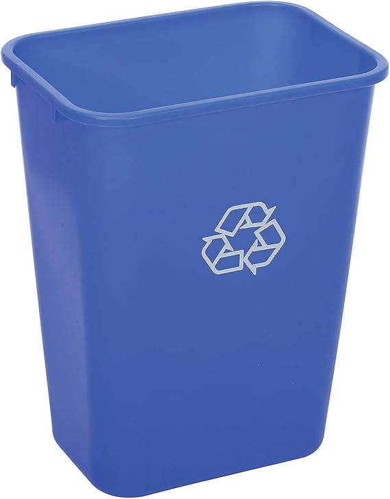 Global Industrial Plastic Recycling Wastebasket, 41-1/4 Qt., Blue