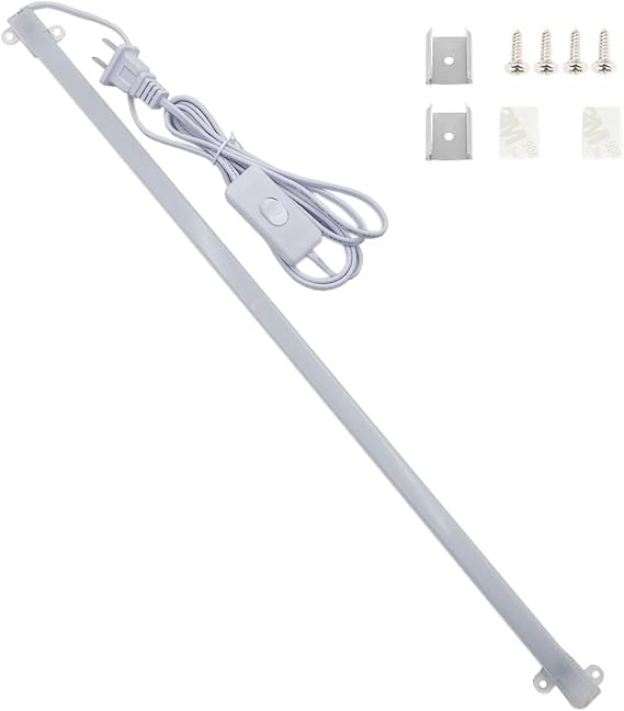 110V LED Bar Light Rigid Strip Hard Bar Light with On/Off Switch 50cm LED Strip Reading Desk Lamp for Kitchen/Work Table Under Cabinet Lighting (White)