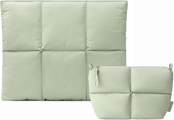 Comfyable Puffy Laptop Sleeve 15 Inch 16 Inch with Electronics Organizer Travel Case, Sage