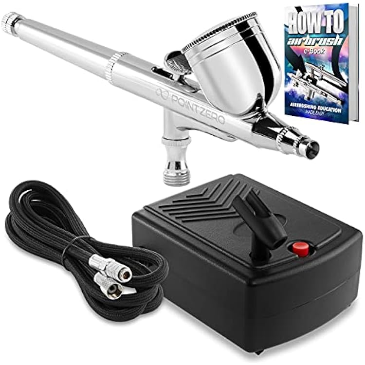 PointZero Multi-Purpose Dual-Action Airbrush Set - Mini Compressor Kit