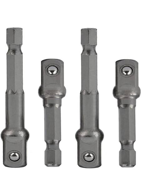 1/4 Hex to 3/8 Socket Adapter,1/4" Hex to 3/8" Square Socket Bit Adapter,Power Tool Replacement Part Adapter Suitable for Drill Driver Socket Driver Electric and Pneumatic Drill (4 Pieces)