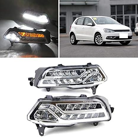 15-Pics LED light Daytime Running Light, Retrofit LED White light color with Turn signal DRL kit For Volkswagen VW POLO 2014-2016
