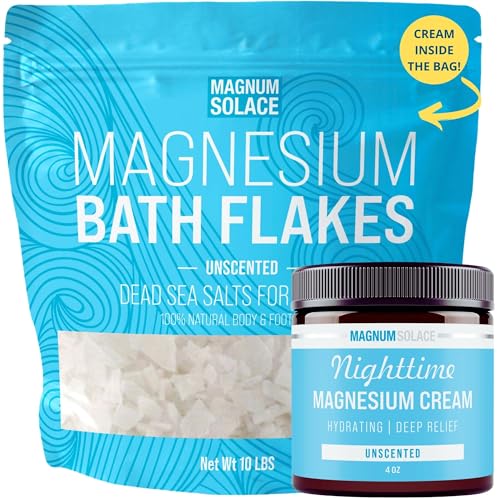 Magnesium Flakes for Bath, 10 lbs  Nighttime Magnesium Cream That  Inside The Bag