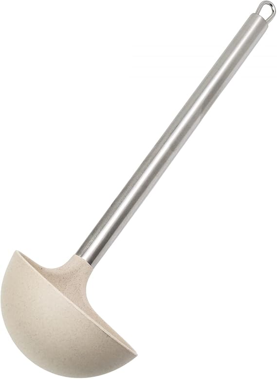 Beille Cream Wheat Straw Ladle with Stainless Steel Handle Kitchen Utensils, 13 Inch