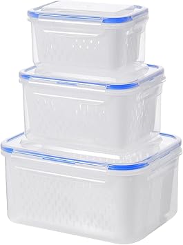 Food Storage Box, with Clear Design, 1l, 2l, 3l, Stackable Clear Food Storage Bins, Transparent Fridge Containers, Space-Saving, for Meal Prep, Dining, Camping