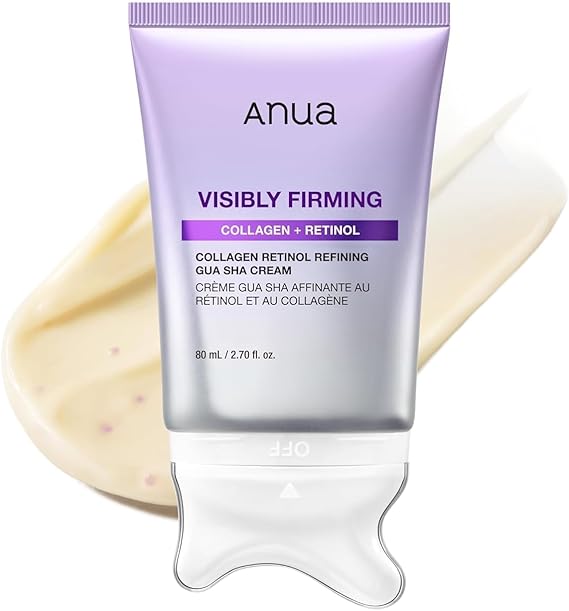 ANUA Collagen Retinol Refining Gua Sha Cream, 2.7 fl.oz | Neck Cream for Lifting & Firming, Jawline to Decollete, Daily Moisturizer, Fine Line Care, Neck Massager, Korean Skincare