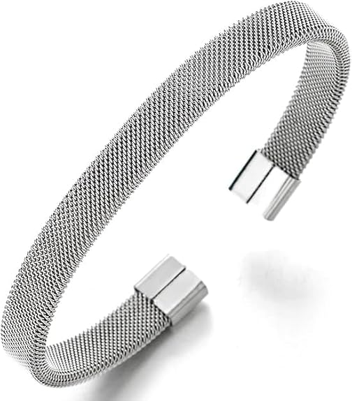 Wire Mesh Model Silver Stainless Steel Adjustable Men's Bracelet