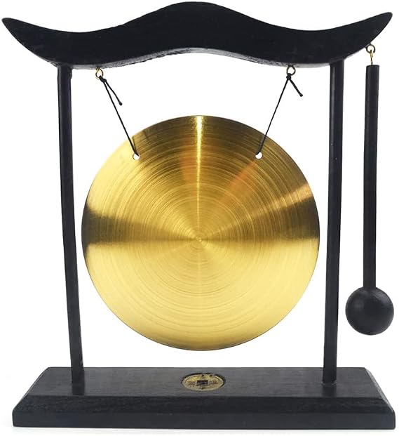 Hooshing Brass Gong Desktop Zen Art Feng Shui Decor, Simple Design