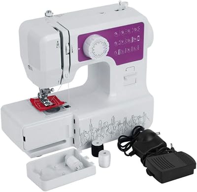 qiuqiu Multi-Function Electric Sewing Machine,Household Portablesewing Machine Home Fast Sewing Needle Cordless Clothes Fabric Mini Sewing Machine with Sewing Set-Purple