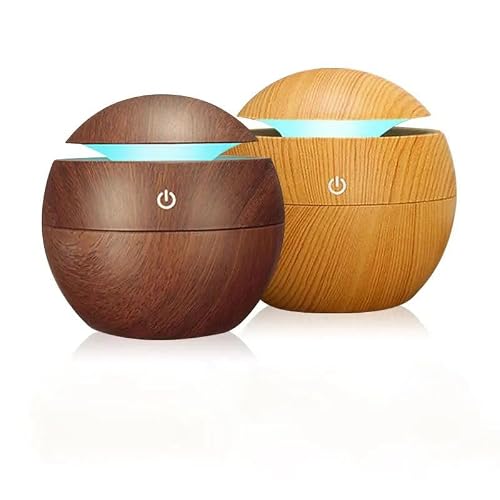 Orret Home 130ml Air Humidifier, Essential Oil Aromatherapy Machine, Aroma Air Diffuser Dark Coffee with Seven Color Lights for Home, Bedroom and Office