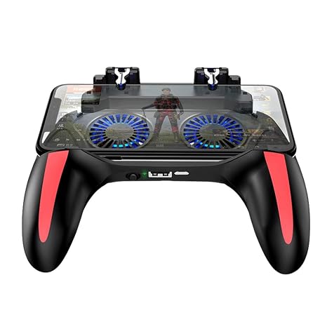 Ciglow Smartphone Gamepad, Rechargeable Mobile Phone Game Controller Gamepad with Dual Cooling Fans Game Auxiliary Key Gaming Handle for iOS/Android Smartphone.(2500mah)