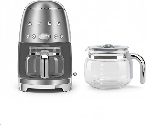 Smeg 50's Retro Drip Coffee Maker with Extra Glass Carafe (Stainless Steel)