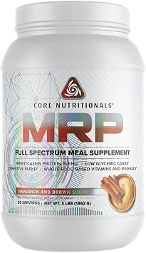 Core Nutritionals Platinum MRP Full Spectrum Meal Replacement, Sustained Release for All Day Amino Acid Support, 27G Protein, 20 Servings Cinnamon and Brown Sugar