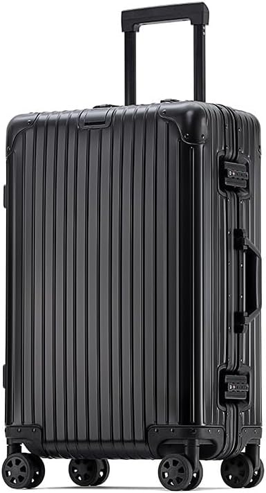Aluminum Magnesium Alloy Luggage,CarryOn Luggage HardshellSpinner SuitcaseTSA Lock,Lightweight AirlineApproved,360Silent Wheels,Zipperless Design (Black, Carry-On-20-Inch)