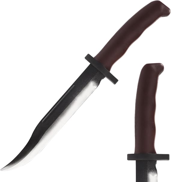 Foam Rubber Training Prop Fake Knife - Halloween Realistic Kills Butcher Prank Props, Martial Arts Safe Practice Accessories for Horror Party Role Playing Costume(Gray)