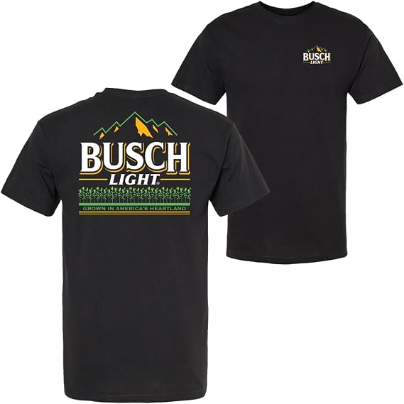 Brew City Busch Light Corn Field White Text Front and Back T-Shirt