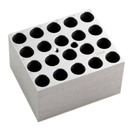 Labnet D1113 Aluminum Dry Bath Block for AccuBlock Digital Dry Bath, Holds 20 x 13mm Tube