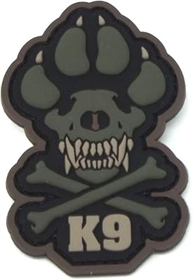 Mil-Spec Monkey K9 Dog PVC Patch - Tactical Dog Vest Accessory - Durable Military K9 Patch with Iconic Skull Design, 1.9x3 Foliage Green