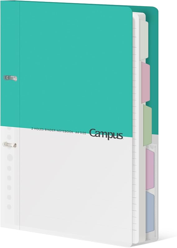 KOKUYO 5 Subject Spiral Notebook Journal, Campus 110 Sheets A4 Refillable Notebook with Dividers Tabs, College Ruled Binder Notebook for Work School Note taking, Light Blue