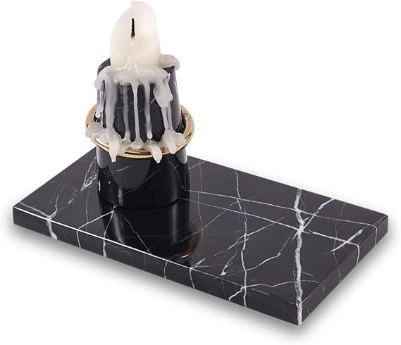 Natural Marble Pillar Candle Holder Tray Decorative Candle Plate for Table
