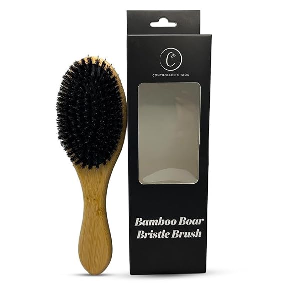 Controlled Chaos Boar + Nylon Bristle Hair BrushWooden Bamboo Hair Brush for Women & Men, Detangling Brush for Any Hair Type