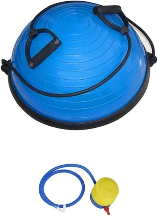 Yarım Denge Topu Pilates Aleti, Direnç Lastikli Bosuball, 46 cm, Mavi