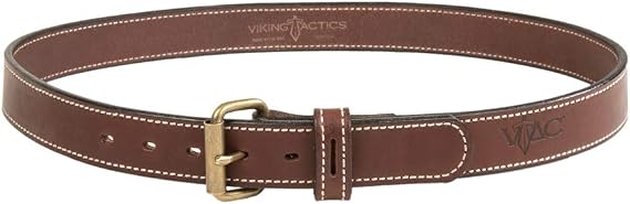 Viking Tactics VTAC Men's 12/13 oz Blackout/Brownout Genuine Leather Stitched Belt with Roller Buckle