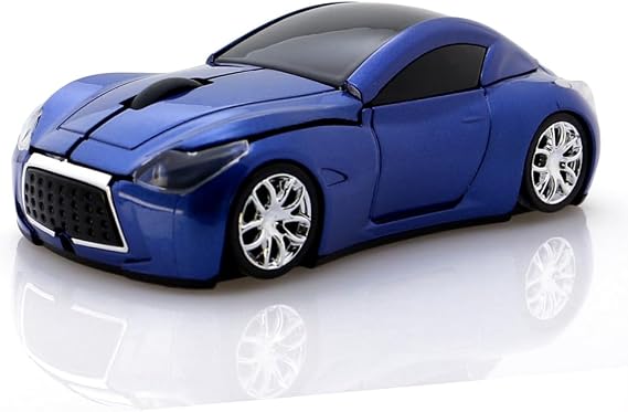 Computer Wireless Mouse Car Shape Optical Mice USB 2.4Ghz for PC Laptop (Blue)