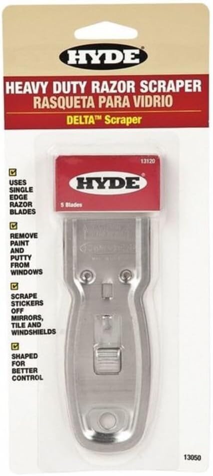 Hyde Tools 13050 Delta Heavy Duty Glass Scraper, 1 Pack , White
