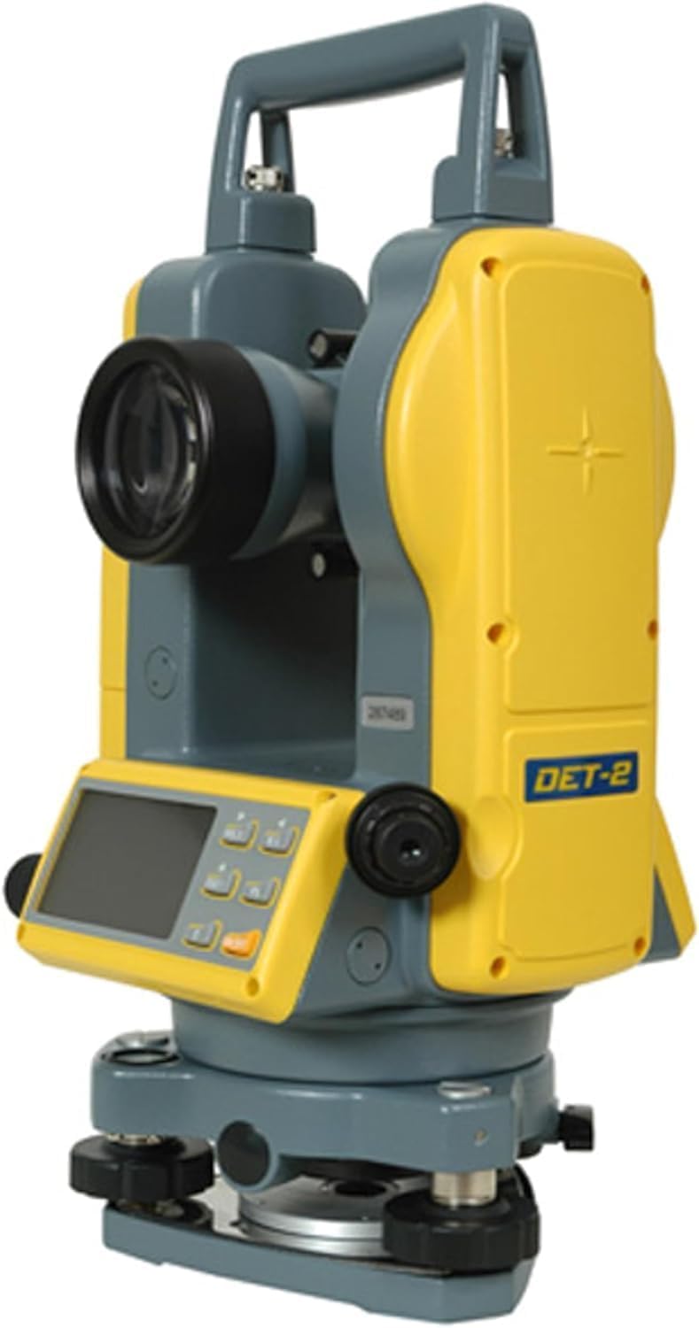 DET-2 Digital Electronic Theodolite, 2 Inch Accuracy, Grey and Yellow Survey Equipment