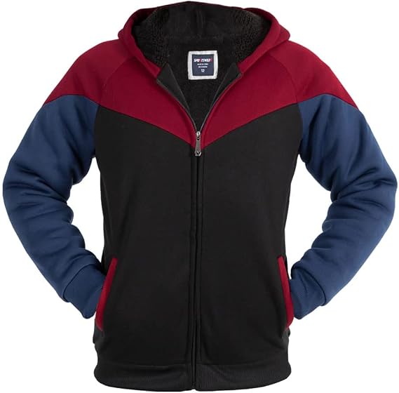 LeeHanTon Sherpa Lined Cool Kids Full Zip Up Hoodies for Teen Boys 8 10 12 14 16 Fleece Activewear Youth Hooded Sweatshirt