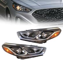 Pair Headlight Assembly Compatible with 2018 2019 2020 Hyundai Sonata with Bulbs