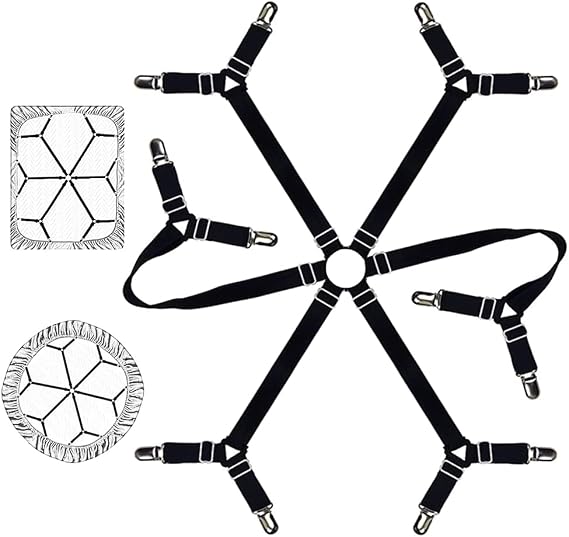 Bed Sheet Straps,Adjustable Bedding Accessories (Black)