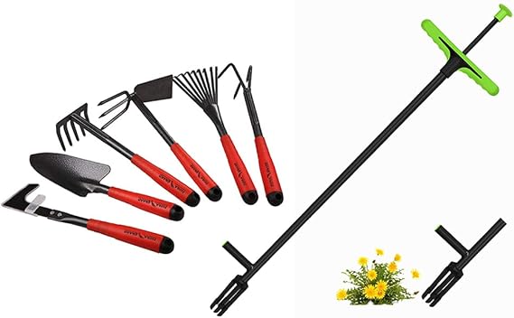 FLORA GUARD 6 Piece Garden Tool Sets and 3.3 Feet Weeding Tool