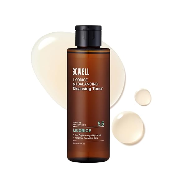 ACWELL Licorice pH 5.5 Balancing Cleansing Toner - Alcohol-Free Korean Face Toner and Astringent, Hydrating Clarifying Formula for Dull and Combination Skin, 5.07 fl oz
