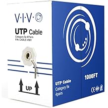VIVO 1,000ft Bulk Cat5e Wire, CCA Ethernet Cable, 24 AWG, UTP Pull Box, LAN Network, Gray, CABLE-V001