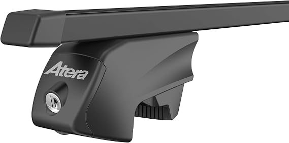 Atera Signo RTD 048422 Car Roof Rack - Square Profile Black - for Cars with Flying Roof Rails - Steel 122 cm | 048422 Heavy Duty Roof Bars for Cars with Rails on Top Rails, Square Profile, Pre-Assembled Complete Bar
