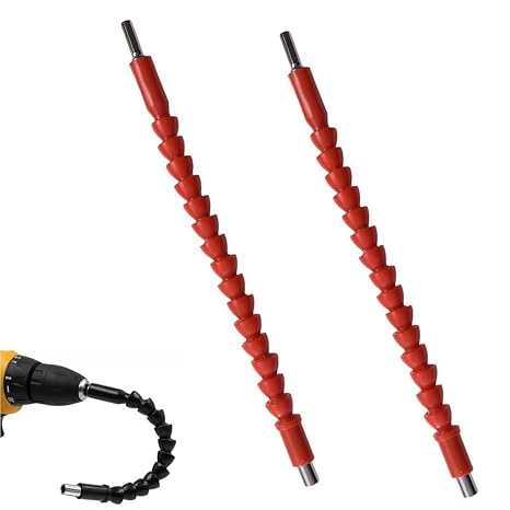 2PCS Superbit Flexible Drill Bit Extension - Superbit Tool, Superbit Screwdriver Flexible, Superbit Flexible Bit Extension, Flexible Drill Bit Extension, Right Angle Drill Adapter, 295mm (Red)