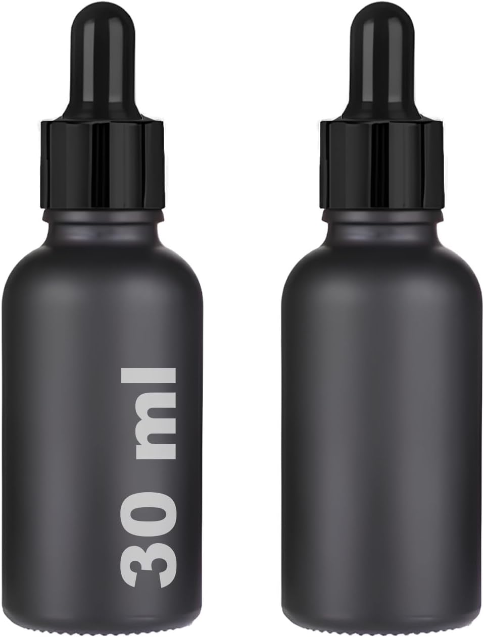 30ml Matte Black Glass Dropper Serum Bottle 30cc Colorful Dropper Glass Bottle with Metal Lid 2 Pieces Black Ring | Black Tire