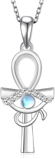 Ankh Necklace 925 Sterling Silver Eye of Horus Necklace Ancient Egyptian Jewelry Ankh Jewelry Gifts for Women