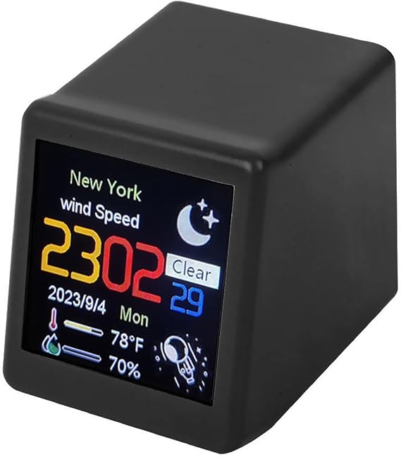 Smart WiFi Weather Station Clock Desktop Mini Clock with Weather, Time, Humidity and Temperature Displays