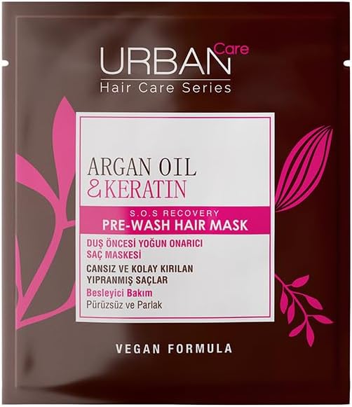 URBAN Care Argan Yağı & Keratin Kolay Kırılan Saçlara Özel Duş Öncesi Saç Bakım Maskesi 50 ml- Vegan