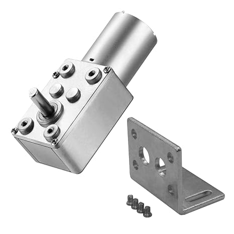 DC 12V 200RPM Turbo Worm Geared Motor with Mounting Bracket