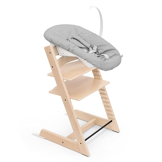Stokke Tripp Trapp High Chair with Newborn Set Bundle, Natural | Includes High Chair, Newborn Set, for Newborns Up to 20 lbs, Adjustable 5-Point Harness, Fits at Dining Table, Cozy and Safe