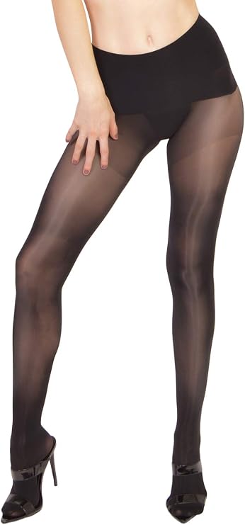 Pearl & Poseidon Genevieve Glossy Shiny Seamless Pantyhose with Wide Waistband