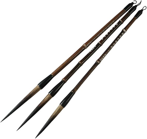 Sumi-E Chinese Calligraphy Brushes Long Hair Brush Set Bamboo Painting Pen Landscape Drawing Brush (L+M+S (3 PCS))